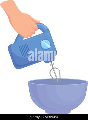 Symbol für das Mischen von Zutaten in der Schüssel. Symbol für Verfahrensschritt isoliert auf weißem Hintergrund Stock Vektor