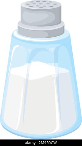 Salzstreuer. Cartoon-Glas-Gewürzbehälter-Symbol isoliert auf weißem Hintergrund Stock Vektor