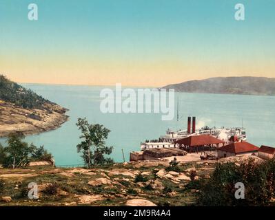 Tadousac Landing und Mündung des Saguenay River, Quebec, ca. 1901 Stockfoto