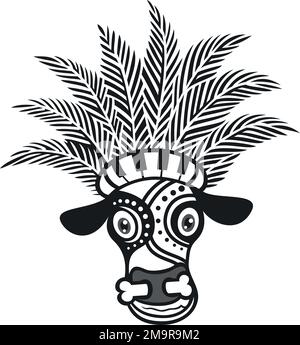 Ein Rinderstamm mit Knochen in der Nase Stock Vektor