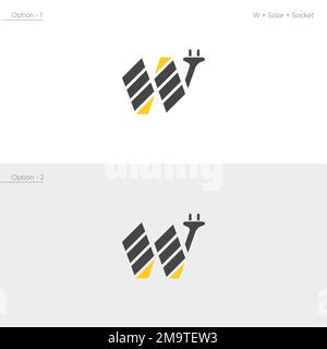 Logodesign für Solarsteckdose mit Buchstabe W. Stock Vektor