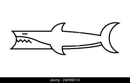 Shark Icon im Strichkunststil für Druck und Design. Vektordarstellung. Stock Vektor