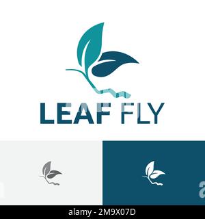 Einfaches Logo Mit Blattdesign Und Tiermotiv Stock Vektor