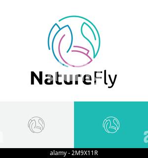 Einfaches Monoline-Logo Mit Blattdesign Und Tiermotiv Stock Vektor