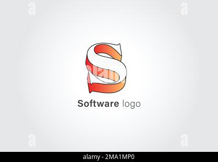 Designvorlage für Vektor-Logo der abstrakten Software. Einfaches und klares, flaches Design der Vektorvorlage mit dem Buchstaben S Logo. Stock Vektor