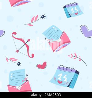 Valentinstag Liebesbriefe und Kalender Stock Vektor