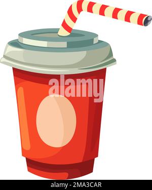 Getränk Erfrischung in Tasse, Limonade mit Stroh-Snack Stock Vektor