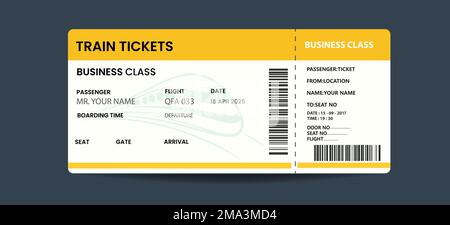 Entwurf Einer Kreativen Zugticket-Vorlage. Moderne Zugfahrkarte in flachem Vektordesign Stock Vektor