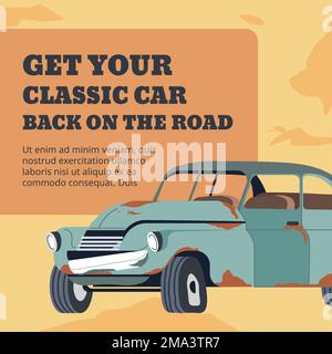 Holen Sie sich Ihr Oldtimer zurück Straße, Reparatur-Service Stock Vektor