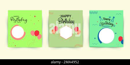 Vektorsatz Illustration Happy Birthday Concept. Hintergrunddesign zum Geburtstag für Webseite, Banner, Poster, Druck usw. Stock Vektor