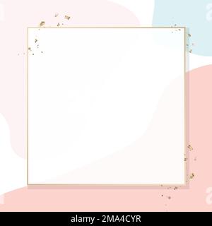 Quadratischer Goldrahmen auf buntem Memphis-Muster-Hintergrundvektor Stock Vektor