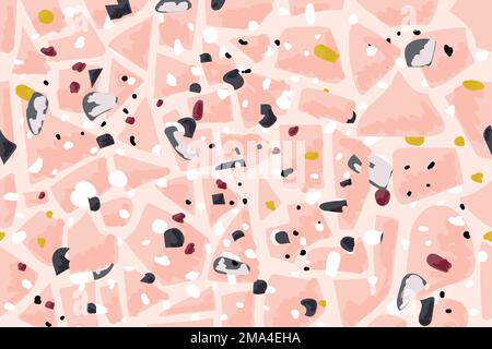 Terrazzo nahtlose Muster Hintergrund Vektor in Koralle rosa Stock Vektor
