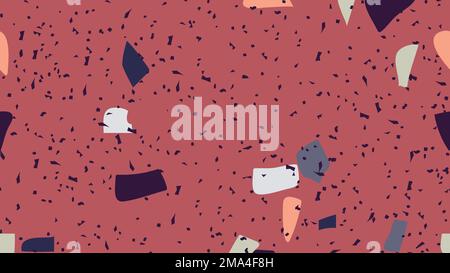 Terrazzo nahtlose Muster Hintergrund Vektor in rot Stock Vektor