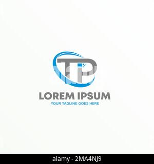 Swoosh mit einfacher Buchstaben- oder WORTSPITZE ohne serifenfarbene Schriftart mit Technologie Grafik Symbol Logo Design abstraktes Konzept Vektormaterial Raffinesse oder Initiale Stock Vektor