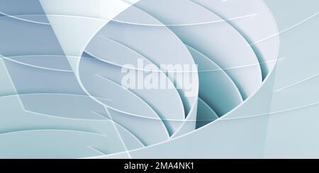 Abstrakter grafischer Hintergrund mit sich überschneidenden blauen Spiralen, doppelter Belichtungseffekt. 3D-Rendering-Abbildung Stockfoto
