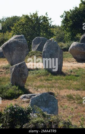 Carnaksteine (megalithische Stätten). Le Méaq Alignments. Die Gemeinde von Carnac. Abteilung Morbihan. Brittany. Frankreich Stockfoto