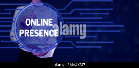 Text wird geschrieben Online-Präsenz wird angezeigt. Konzeptionelle Fotoexistenz einer Person, die über eine Online-Suche gefunden werden kann Stockfoto
