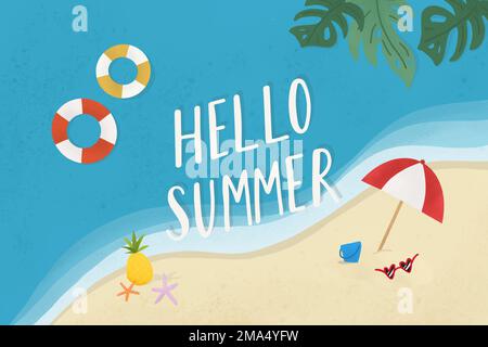 Hallo Sommer am Strand Vektor Stock Vektor