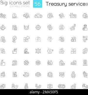 Lineare Symbole für Oracle Treasury Services festgelegt Stock Vektor