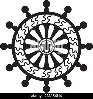 Buddha Dharma-Rad-Symbol Vektorsymbol-Design Stock Vektor