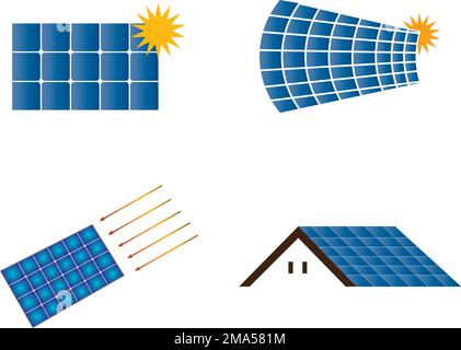 Symbol für Sonnenenergie-Vektor. Vorlage für Logo der Illustration Stock Vektor