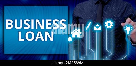 Konzeptionelle Darstellung des Geschäftskredits. Internet-Konzept Kredithypothek Finanzielle Unterstützung Barvorschüsse Schulden Stockfoto