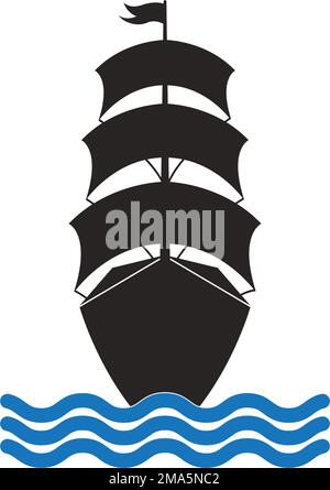 Segelschiff Symbol Vektordarstellung Symboldesign Stock Vektor