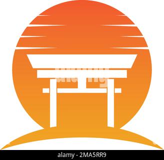 Torii-Gate-Symbol, Symbol der japanischen Zivilisation, Konstruktionsvorlage für Vektorzeichnungen Stock Vektor