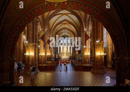 Matthiaskirche, Innenansicht, Buda, Budapest, Ungarn Stockfoto