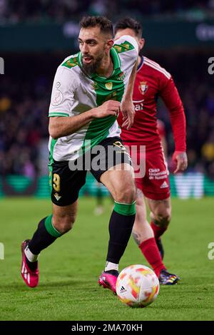 Sevilla, Spanien. 18., Januar 2023. Borja Iglesias (9) von Real Betis während des Spiels Copa del Rey zwischen Real Betis und Osasuna im Estadio Benito Villamarin in Sevilla. (Foto: Gonzales Photo - Jesus Ruiz Medina). Stockfoto