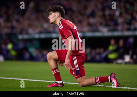 Sevilla, Spanien. 18. Januar 2023. Abdessamad Ezzalzouli (12) von Osasuna während des Spiels Copa del Rey zwischen Real Betis und Osasuna im Estadio Benito Villamarin in Sevilla. (Foto: Gonzales Photo/Alamy Live News Stockfoto