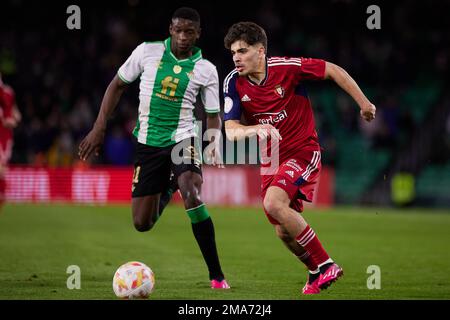 Sevilla, Spanien. 18. Januar 2023. Abdessamad Ezzalzouli (12) von Osasuna während des Spiels Copa del Rey zwischen Real Betis und Osasuna im Estadio Benito Villamarin in Sevilla. (Foto: Gonzales Photo/Alamy Live News Stockfoto