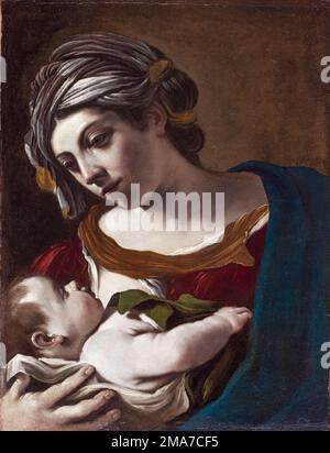 Giovanni Francesco Barbieri Gemälde, Madonna und Kind, Öl auf Leinwand, 1621-1622 Stockfoto