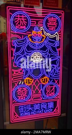 Kung Hei Fat Choy - Food Market Neon, 85-97 Renshaw Street, Liverpool, Merseyside, England UK, L1 2SP - Speisesaal mit asiatischem Thema Stockfoto