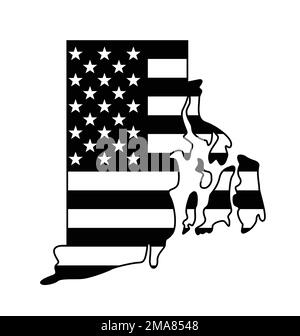 rhode Island Karte der Form des Bundesstaates rhode mit schwarzer und weißer Umrandung vereinfachter USA-Vektor isoliert auf weißem Hintergrund Stock Vektor