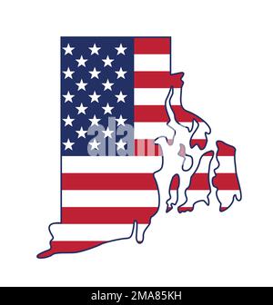 rhode Island Karte der Form des Bundesstaates ri mit us-Flagge vereinfachter Vektor der USA isoliert auf weißem Hintergrund Stock Vektor