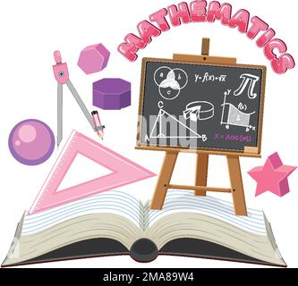 Abbildung der mathematischen Gleichung auf dem Schwarzen Brett Stock Vektor
