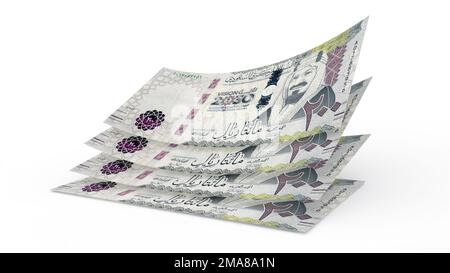 Saudi-Arabien 200 Riyals-Banknoten. Ein Haufen saudischer Riyal Banknoten von 200 SR. 3D-Rendern Stockfoto