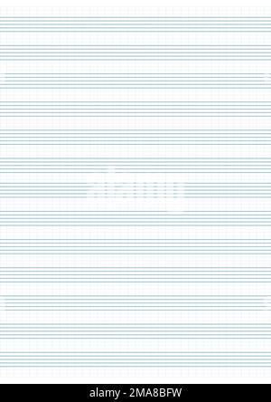 Diagrammpapier. Bedruckbares Rasterpapier mit Stabpapier auf weißem Hintergrund. Ein leeres Notenblatt mit Personal. Geometrisches Muster für Komposition, Bildung Stock Vektor