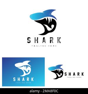 Shark Logo, Wildfisch-Vektorgrafik, Ocean Predator, Produktmarke Design Icon Stock Vektor