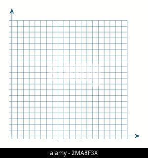 Rasterpapier. Mathematisches Diagramm. Kartesisches Koordinatensystem mit x-Achse, y-Achse. Quadratischer Hintergrund mit farbigen Linien. Geometrisches Muster für die Schule Stock Vektor