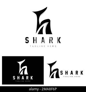 Shark Logo, Wildfisch-Vektorgrafik, Ocean Predator, Produktmarke Design Icon Stock Vektor