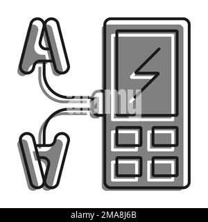 Symbol „Liner mit grauer Farbe gefüllt“. Digitalmultimeter, Gerät Zur Messung Von Strom Und Spannung In Elektrischen Stromkreisen. Einfacher schwarz-weißer Vektor I Stock Vektor