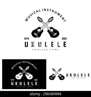 Minimalistisches Ukulele Music Logo Design, Ukulele Guitar Vector. Ukelele Logo Design Stock Vektor