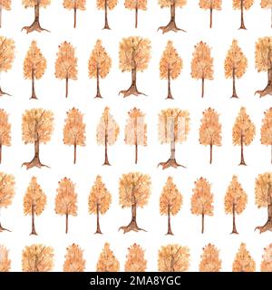 Herbstbäume Digitalpapier, Wasserfarben Herbstwald Repeat Papier, Waldmuster, nahtloses Papier mit Blumenmuster Stockfoto