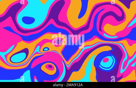 1960er, 1970er Art Style, farbenfrohe psychedelische Hintergründe, Cover, Poster, Handgezeichnete Natur, Hippie Art Style Stock Vektor