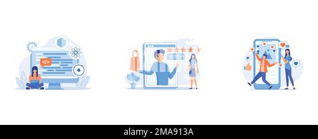 Plattformübergreifende Frameworks abstraktes Konzept, abstraktes Konzept der Produktbewertung , abstraktes Konzept der Suchtfrage , flacher Vektor, moderne Illustration Stock Vektor