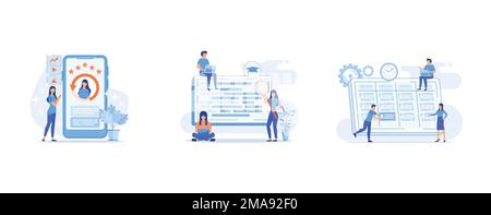 Abstraktes Online-Identitätsmanagement-Konzept, IT-Management-Kurse abstraktes Konzept, abstraktes Aufgabenmanagement-Konzept, Set Flat Vector modern illustr Stock Vektor