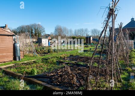 Zuteilung im Winter, Hamstreet Village, kent, uk Stockfoto