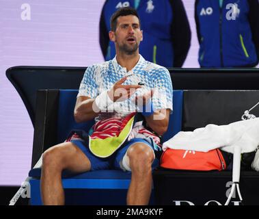 Melbourne, Australien. 19. Januar 2023. Australian Open 2023 Melbourne Park Day 4 19./01/2023. Novak Djokovic (SRB) zweite Runde Spiel Guthaben: Roger Parker/Alamy Live News Stockfoto